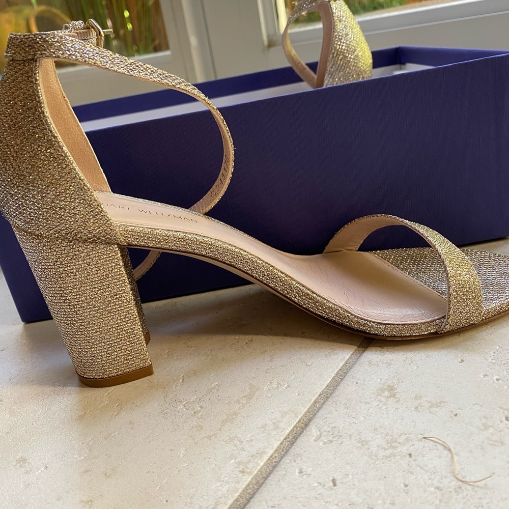 Stuart Weiztman Barely Nude Sparkle Heels - image 4